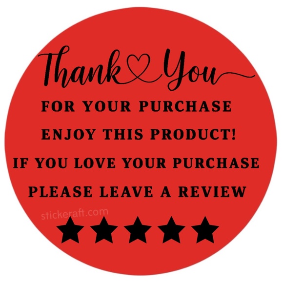 Thank You for Purchase Stickers – 2 Inch, 5 Star Review Labels – 100 PCS NEW - Picture 8 of 15
